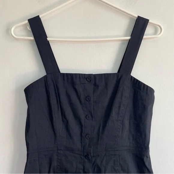 NWT Theory Kayleigh Button Front Mini Dress Navy Blue Sleeveless Linen Blend 0 - Picture 5 of 15